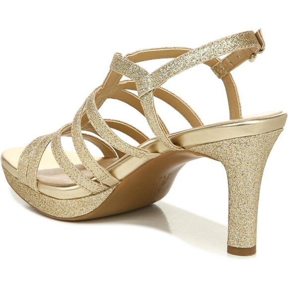 Naturalizer Women Gold Synthetic Open Rounded Toe Slingback Baylor Sandal - Picture 8 of 9